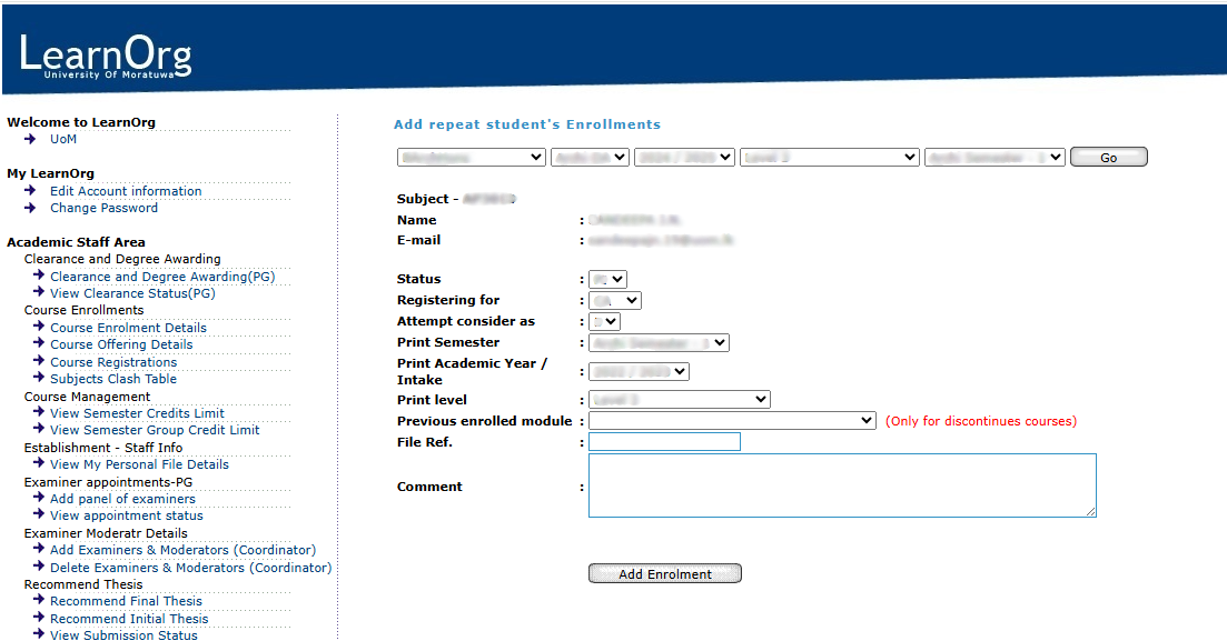 Figure 8 - Repeat Enrollment Interface for Specific Student.png